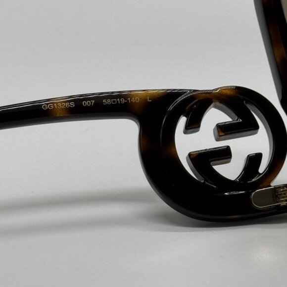 NEW GG1326S 007 GUCCI SUNGLASSES OVERSIZED DARK HAVANA WOMEN EYEWEAR GUCCI - Picture 10 of 12